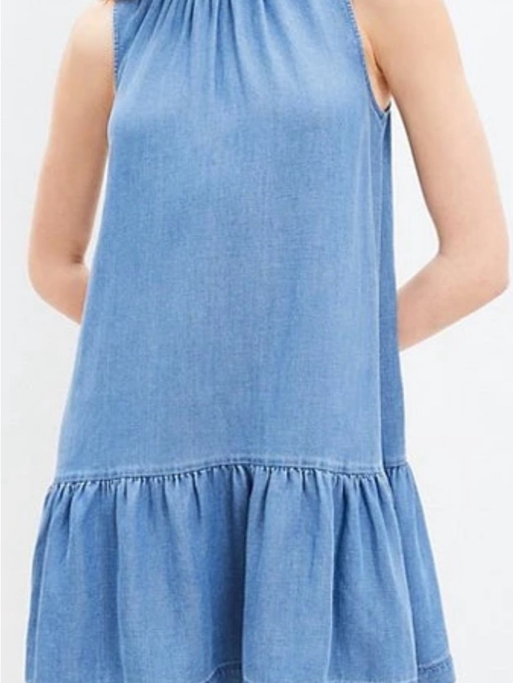 Loft Chambray Ruched Flounce Swing Dress - Picture 4 of 4